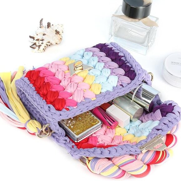 Women's Knit Hand Woven Evening Handbag Multicolor - Picture 4 of 4